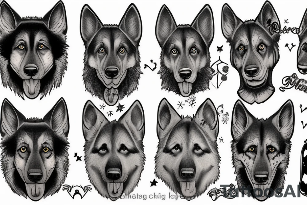 german shepherd named luna tattoo idea
