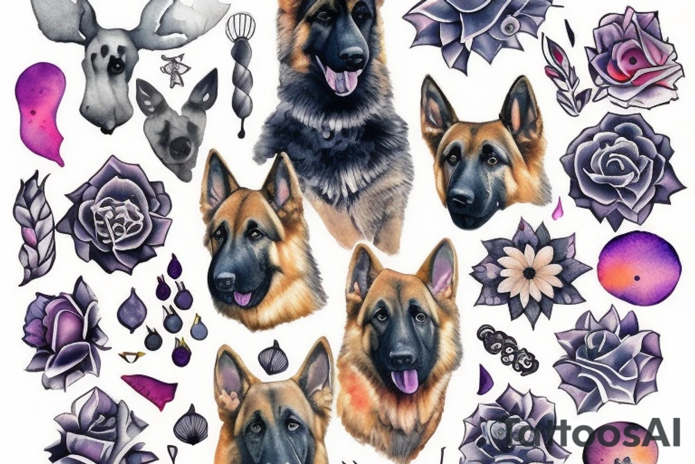 german shepherd named luna tattoo idea