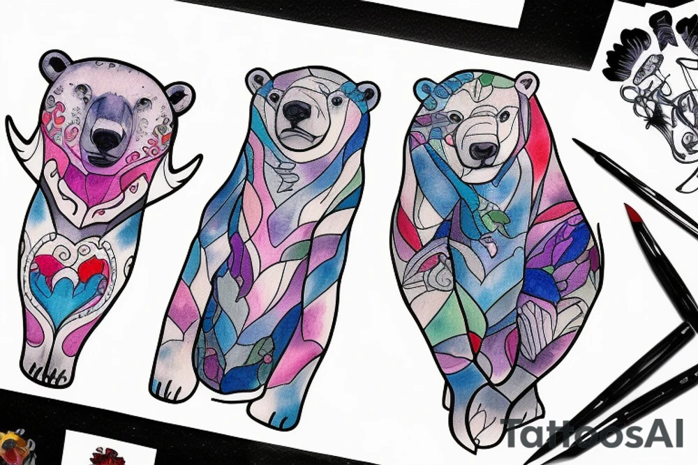 polar bear and two cubs tattoo idea