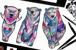 polar bear and two cubs tattoo idea