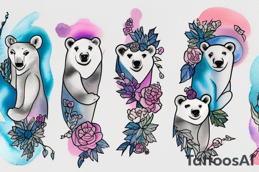 polar bear and two cubs tattoo idea
