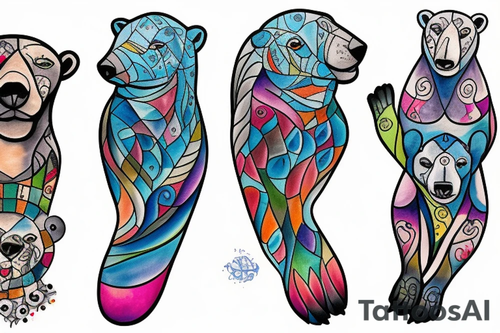 polar bear and two cubs tattoo idea