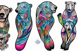 polar bear and two cubs tattoo idea