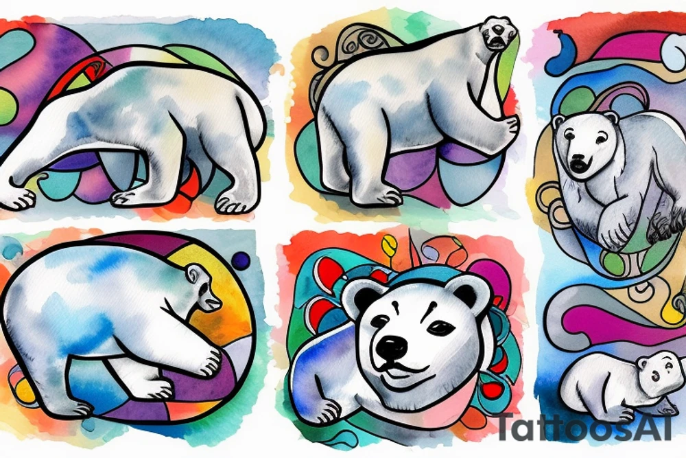 polar bear and two cubs tattoo idea