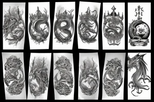 Dragon holding a crown and a sphere tattoo idea