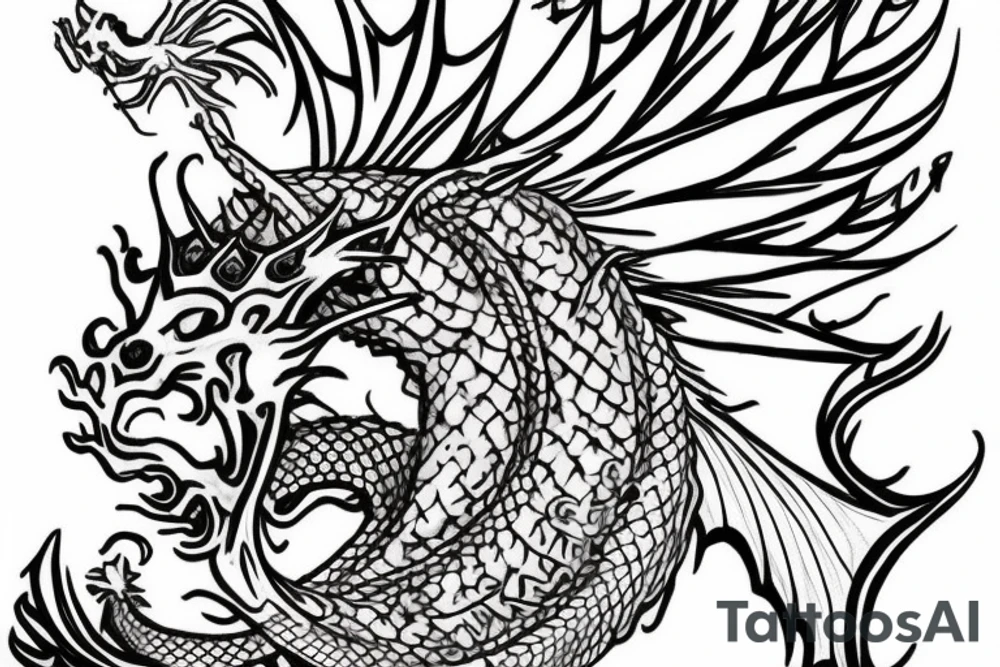 Dragon holding a crown and a sphere tattoo idea