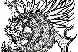 Dragon holding a crown and a sphere tattoo idea