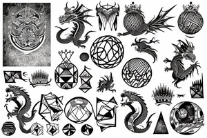 Dragon holding a crown and a sphere tattoo idea