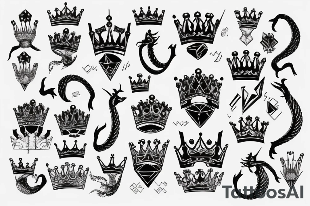 Dragon holding a crown tattoo idea