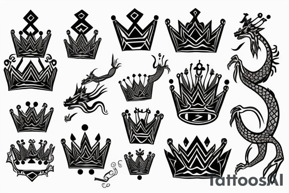 Dragon holding a crown tattoo idea