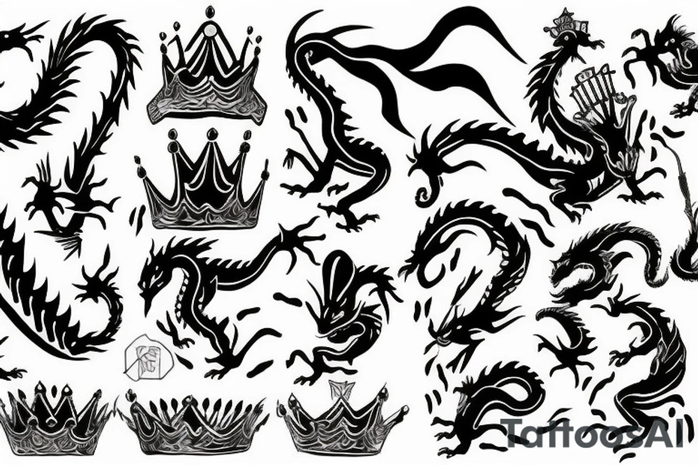 Dragon holding a crown tattoo idea