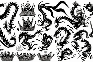 Dragon holding a crown tattoo idea