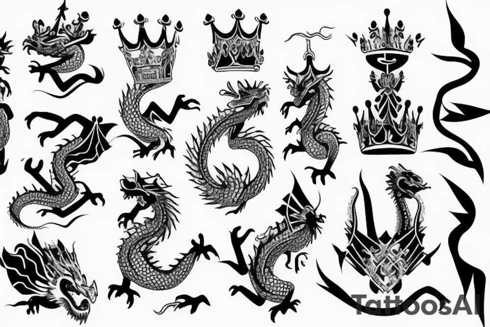 Dragon holding a crown tattoo idea