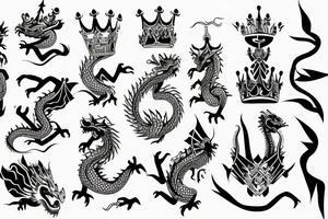 Dragon holding a crown tattoo idea