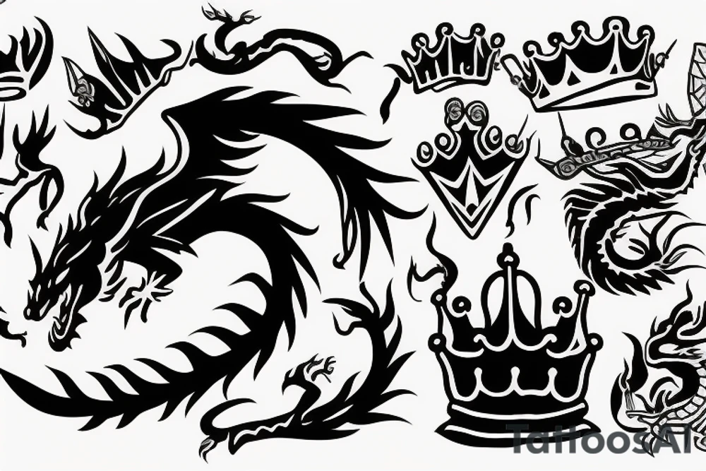 Dragon holding a crown tattoo idea
