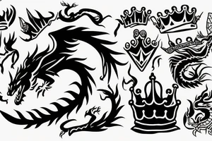 Dragon holding a crown tattoo idea