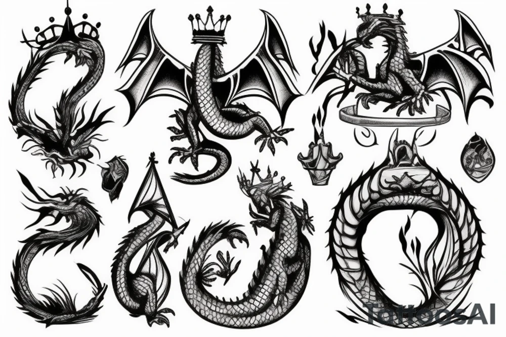 Dragon holding a crown tattoo idea