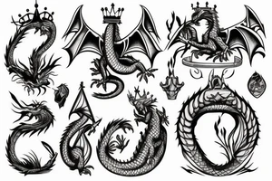 Dragon holding a crown tattoo idea