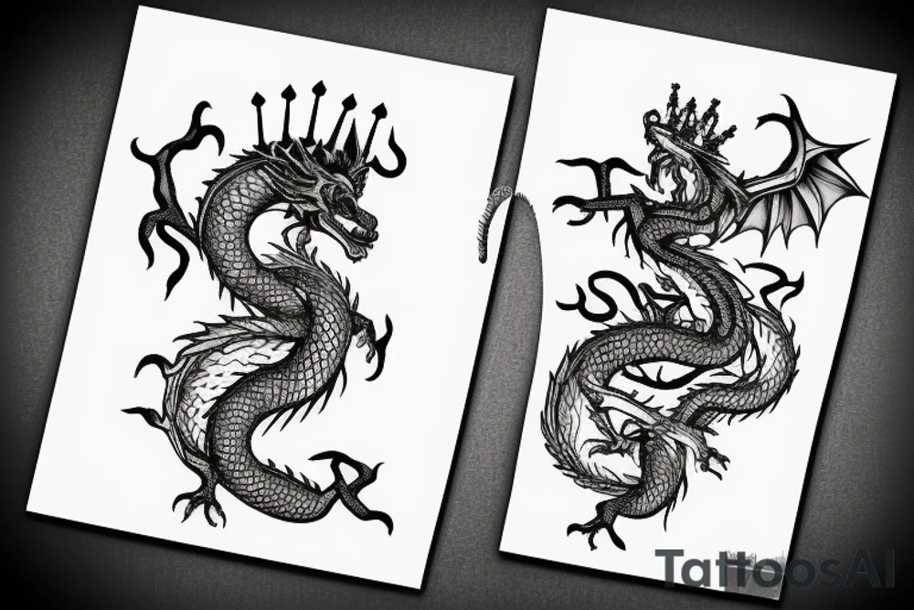 Dragon holding a crown tattoo idea