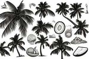 Coconut tree with beach view tattoo idea