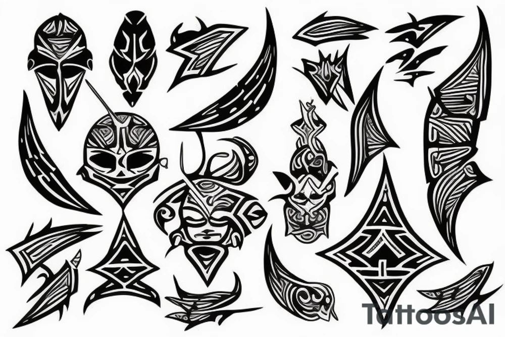 long trident tattoo idea