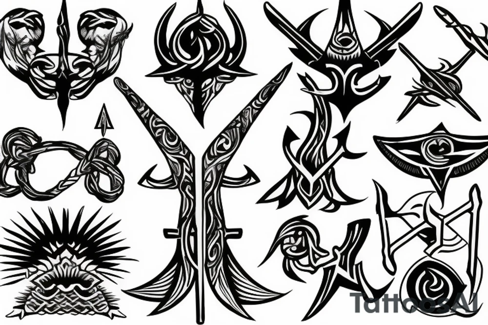 long trident tattoo idea