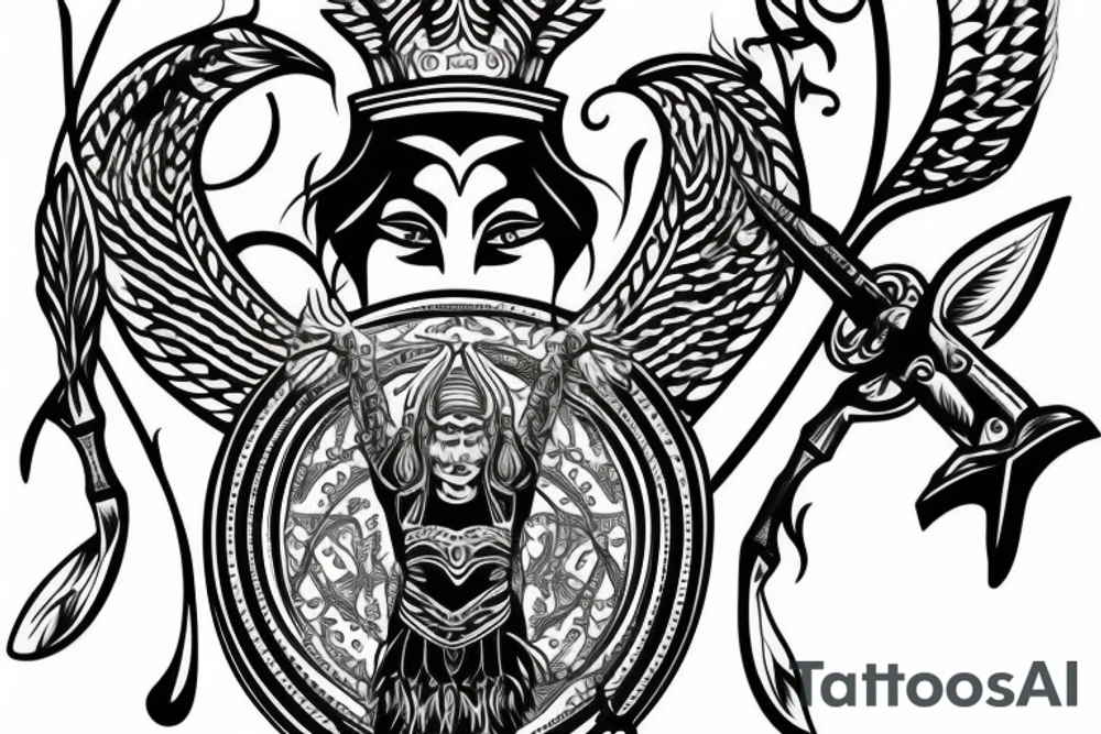inner bicep Black and grey isis god of love tattoo idea