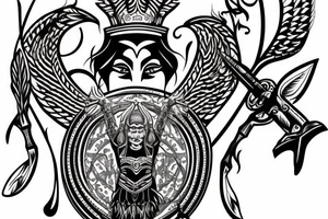 inner bicep Black and grey isis god of love tattoo idea