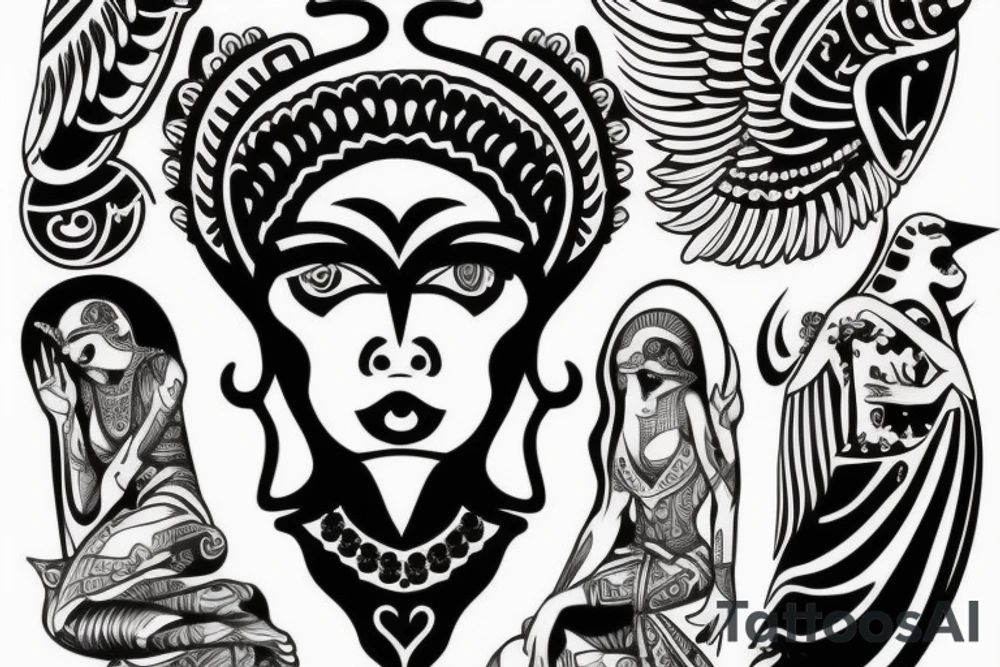 inner bicep Black and grey isis god of love tattoo idea