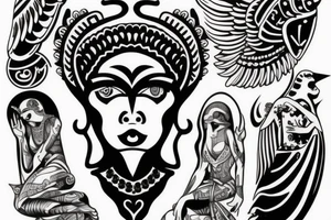 inner bicep Black and grey isis god of love tattoo idea