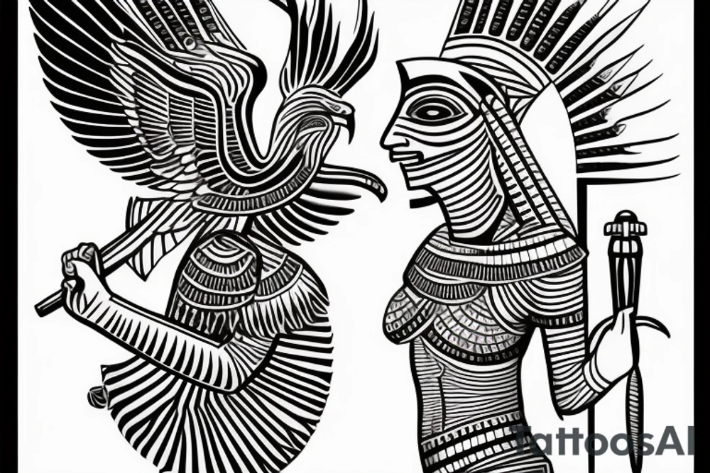 inner bicep Black and grey egyptian
 isis god of love tattoo idea