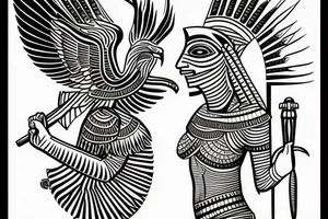 inner bicep Black and grey egyptian
 isis god of love tattoo idea