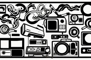 test pattern, tv, projector, video cables tattoo idea