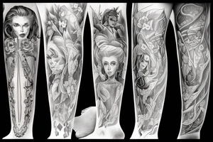 Full back and leg tattoo idea