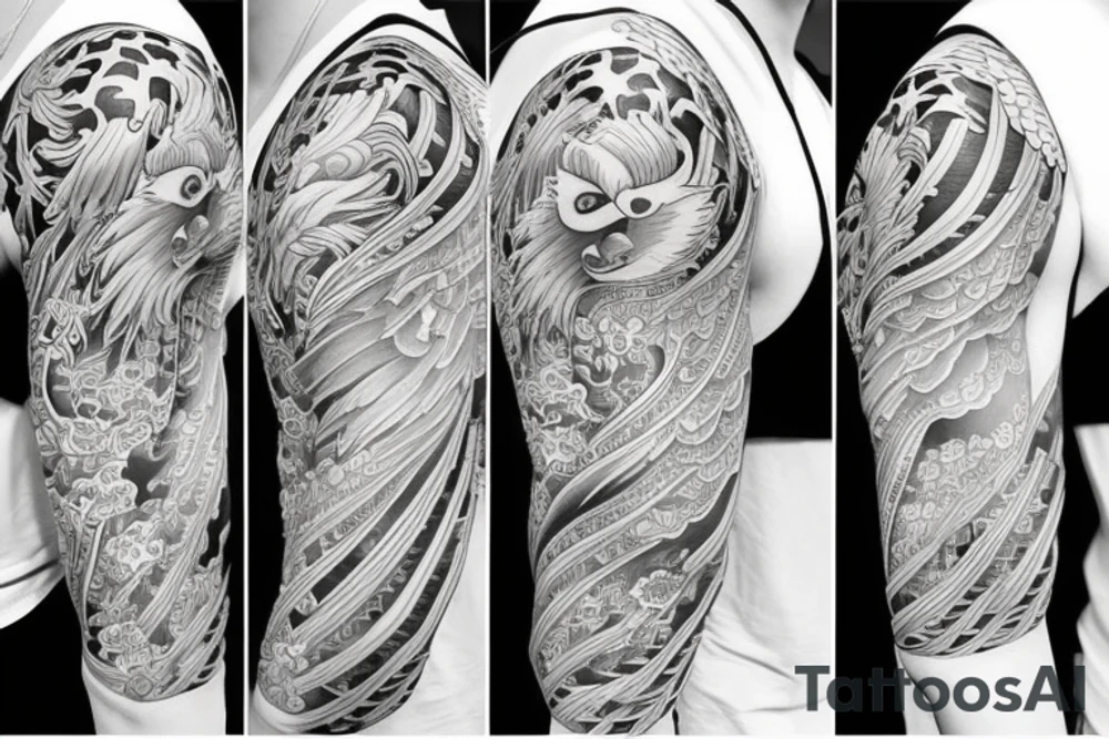 phoenix full sleeve tattoo idea