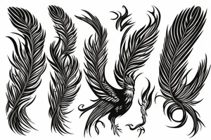 phoenix with long feathers tattoo idea