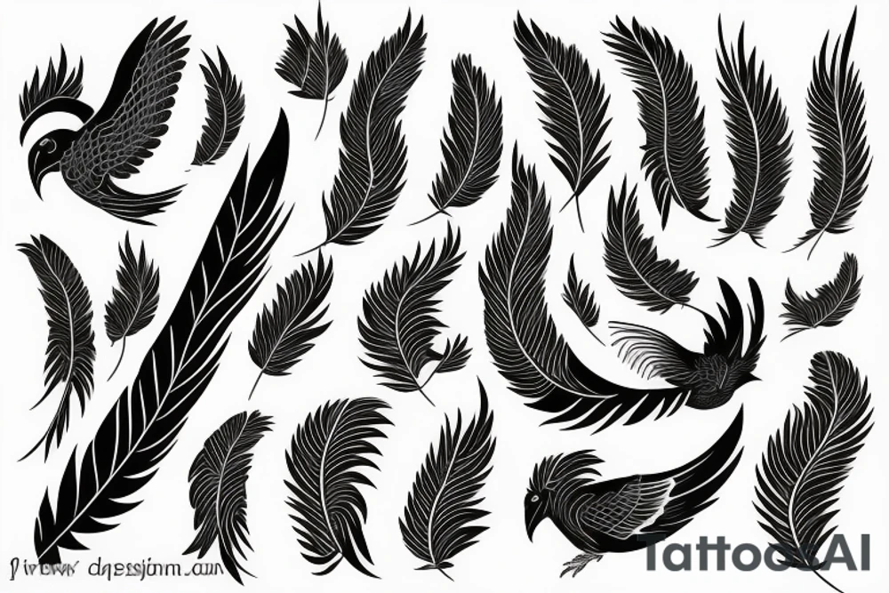 phoenix with long feathers tattoo idea