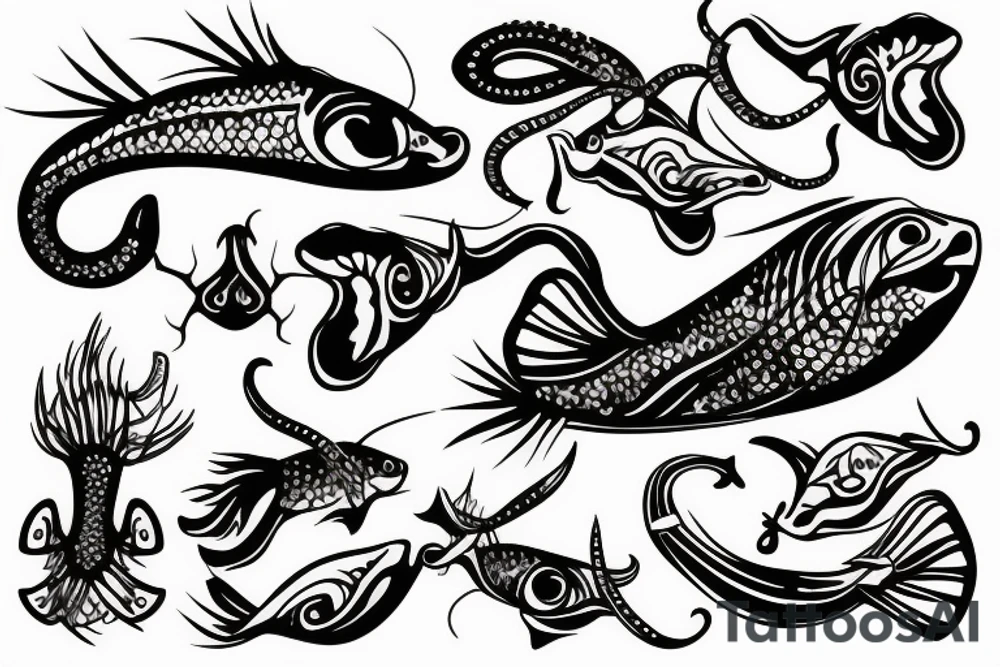 a fishhook with buttferflies tattoo idea
