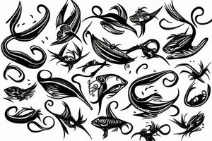 a fishhook with buttferflies tattoo idea