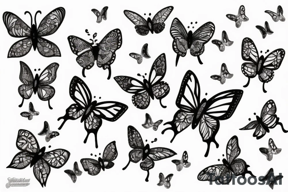 a fishhook with butterflies tattoo idea