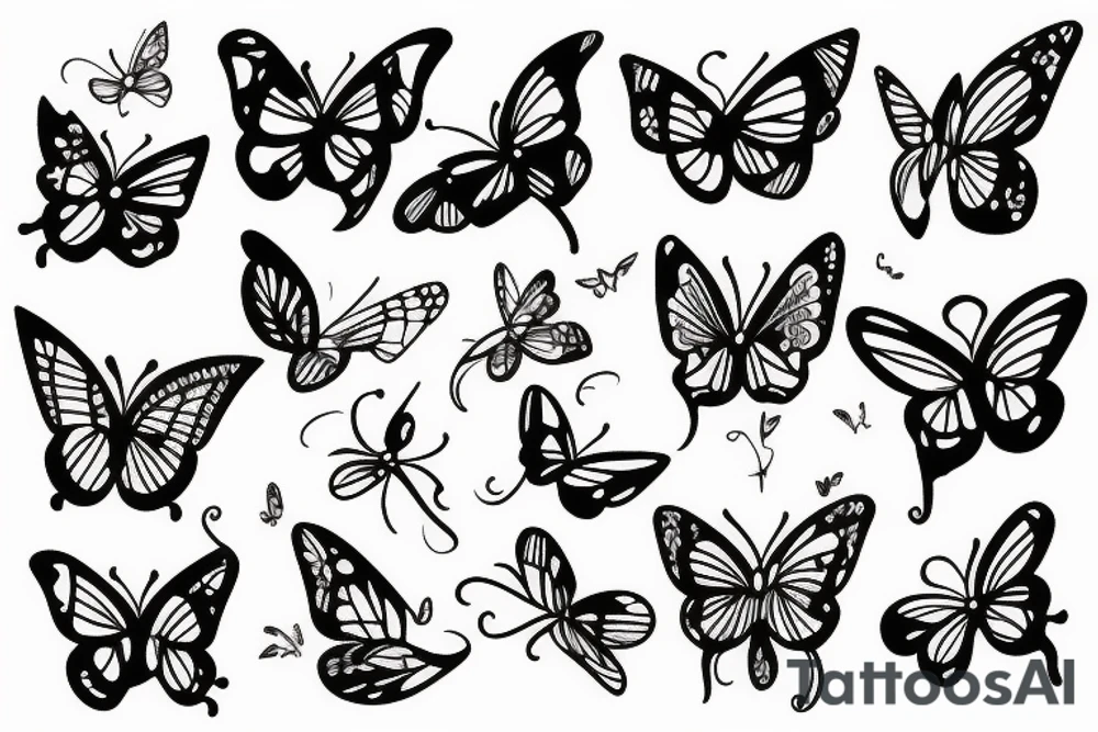 a fishhook with butterflies tattoo idea