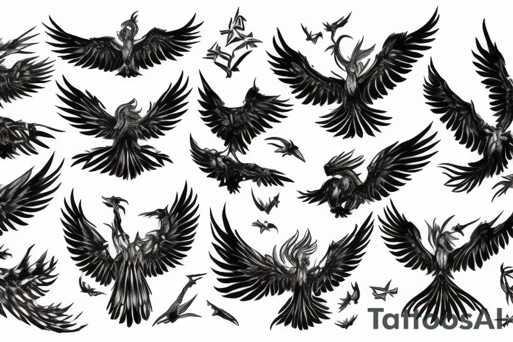 A Phenix with its wings spread tattoo idea