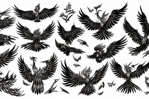 A Phenix with its wings spread tattoo idea