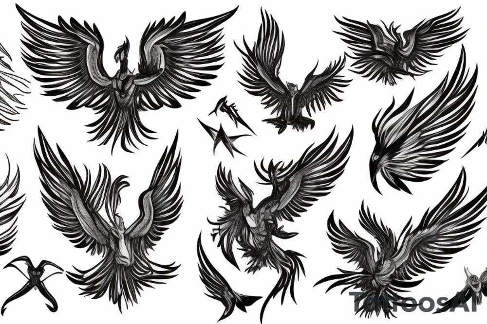 A Phenix with its wings spread tattoo idea