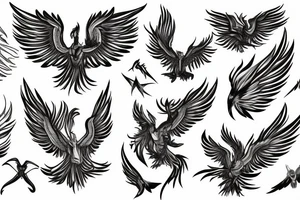 A Phenix with its wings spread tattoo idea