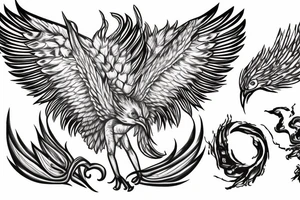 A Phenix on fire, with its wings spread tattoo idea