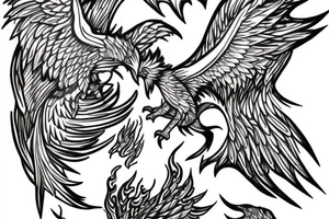A Phenix on fire, with its wings spread tattoo idea
