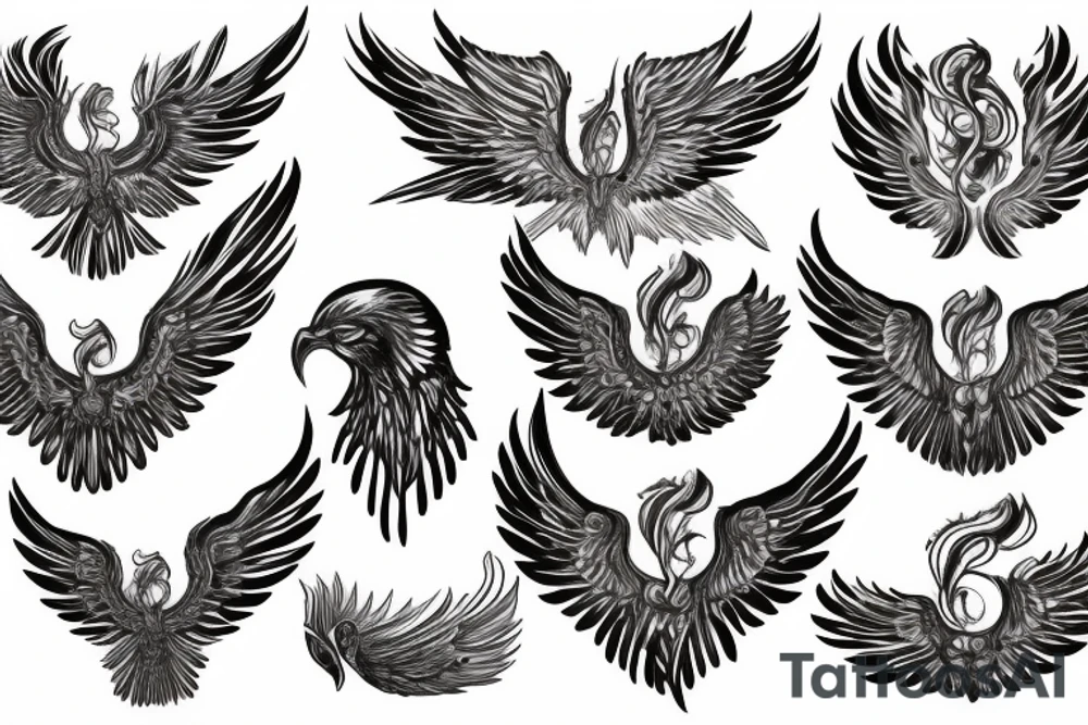 Wings spread Phoenix back tattoo tattoo idea