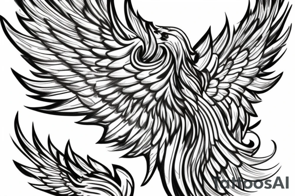 Wings spread Phoenix back tattoo tattoo idea