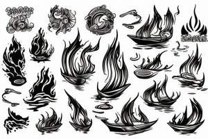 boat on fire tattoo idea